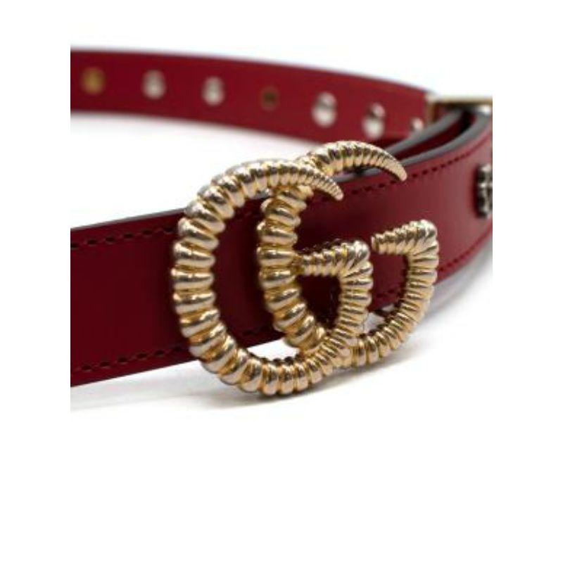 Gucci Red Leather Studded Belt - Size 80 For Sale 5