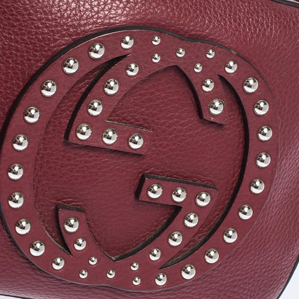 Women's Gucci Red Leather Studded Soho Disco Crossbody Bag