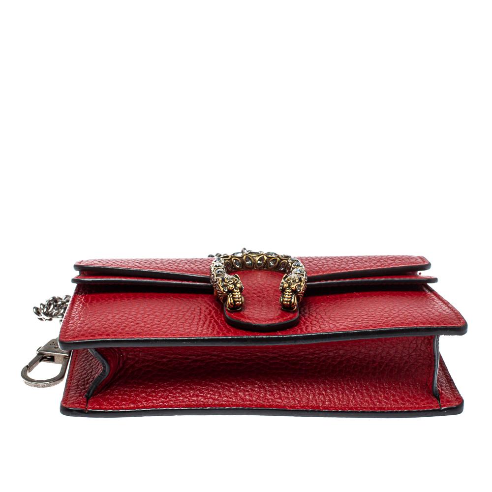 Gucci Red Leather Super Mini Dionysus Crossbody Bag 3