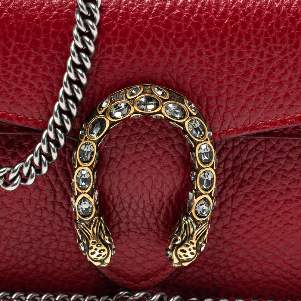 Women's Gucci Red Leather Super Mini Dionysus Crossbody Bag