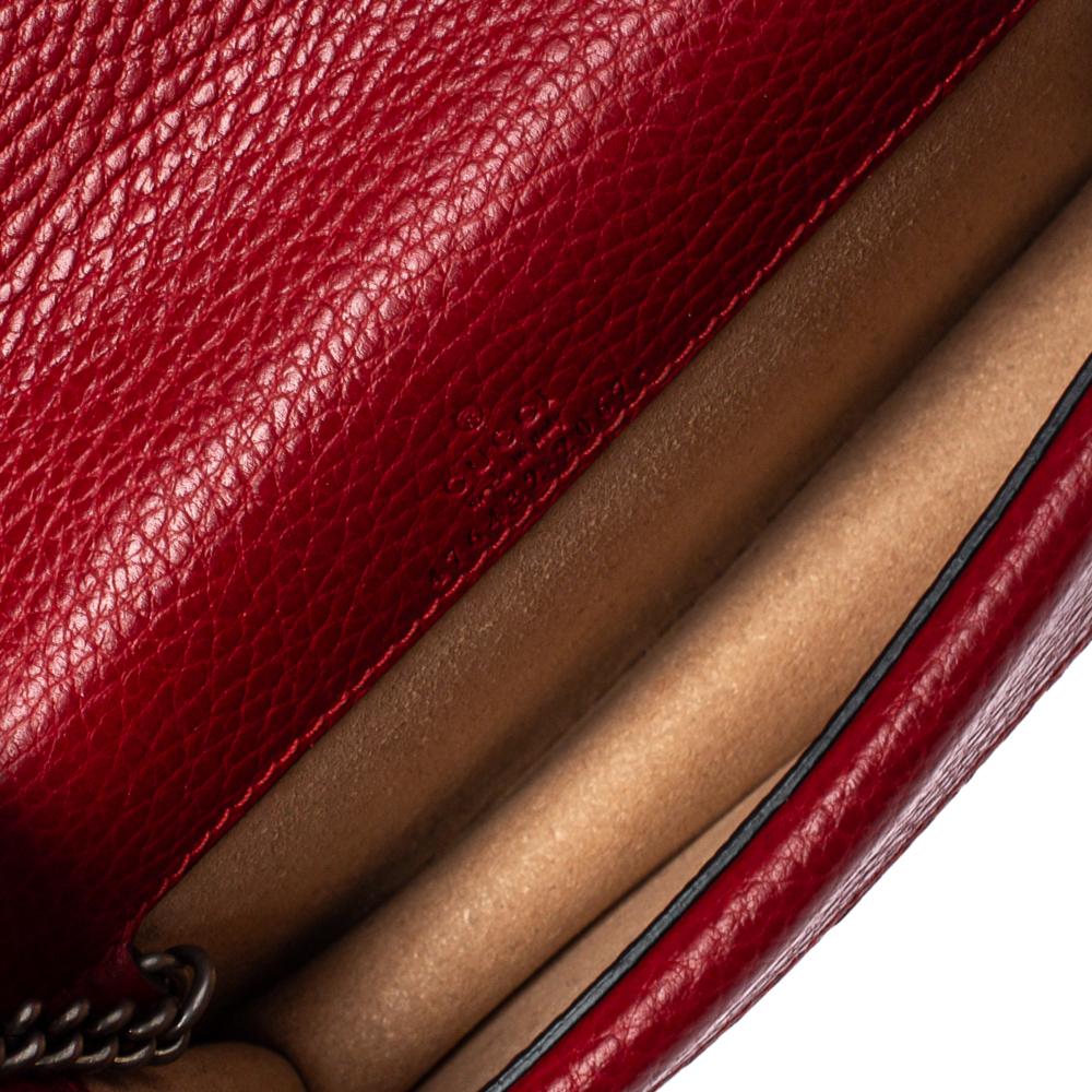 Gucci Red Leather Super Mini Dionysus Crossbody Bag 2