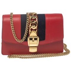 Gucci Red Leather Super Mini Sylvie Crossbody Bag