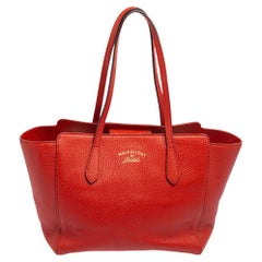 Gucci Red Leather Swing Small Tote