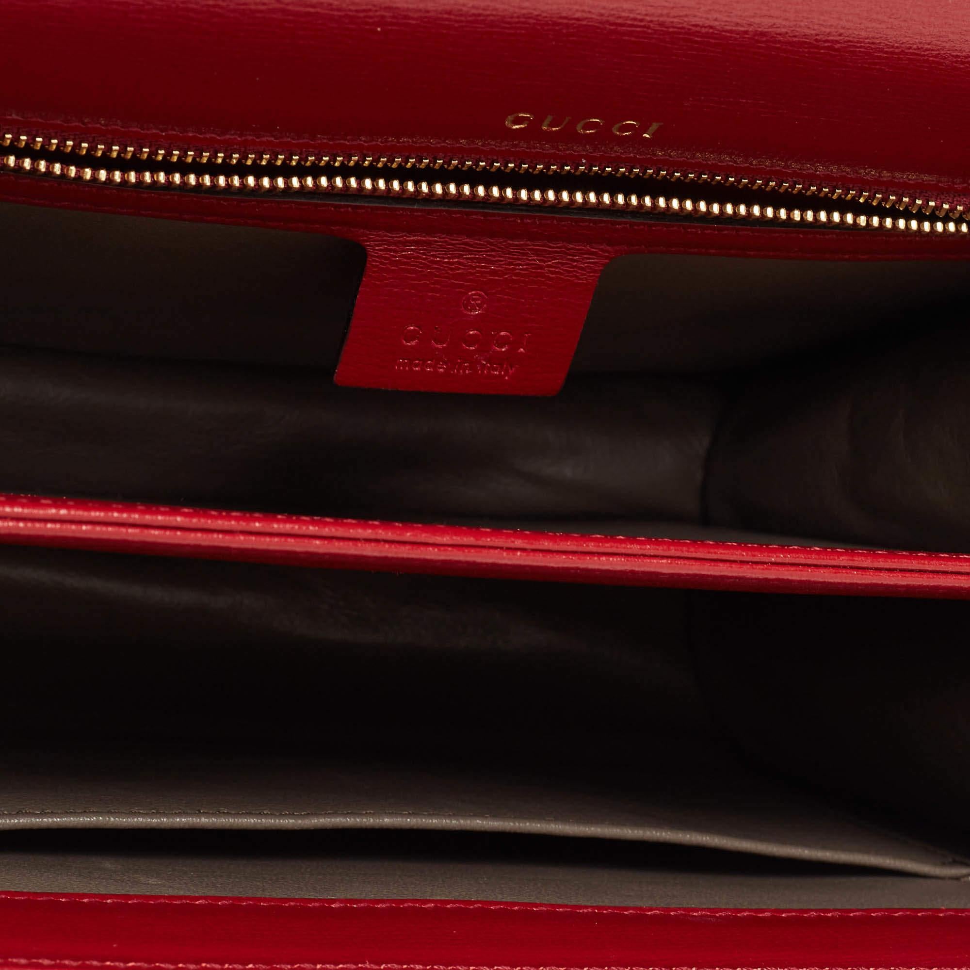 Gucci Red Leather Sylvie 1969 Top Handle Bag 6