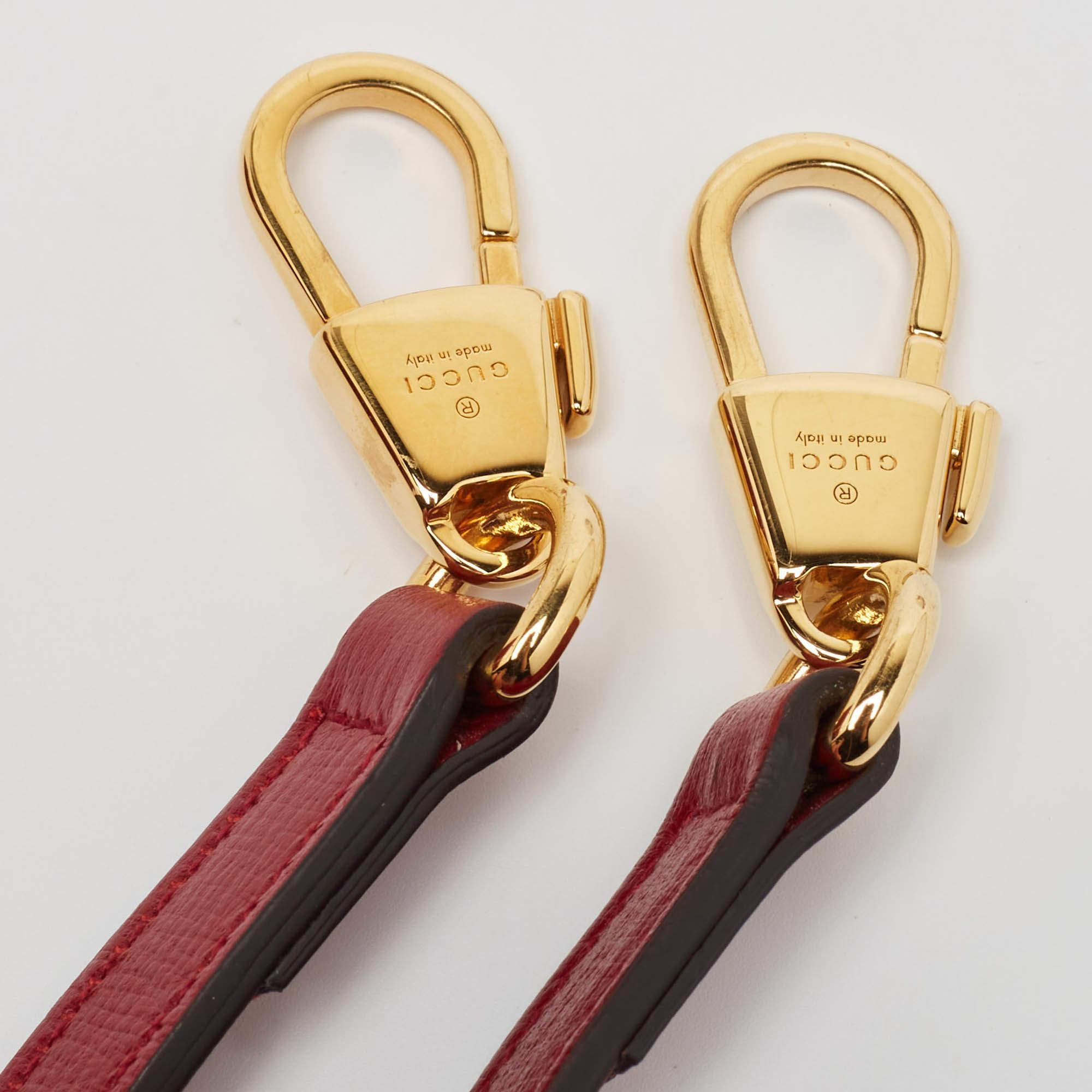 Gucci Red Leather Sylvie 1969 Top Handle Bag 4