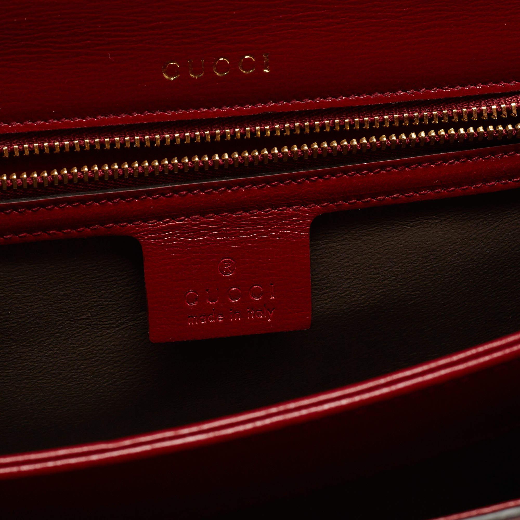 Gucci Red Leather Sylvie 1969 Top Handle Bag 4