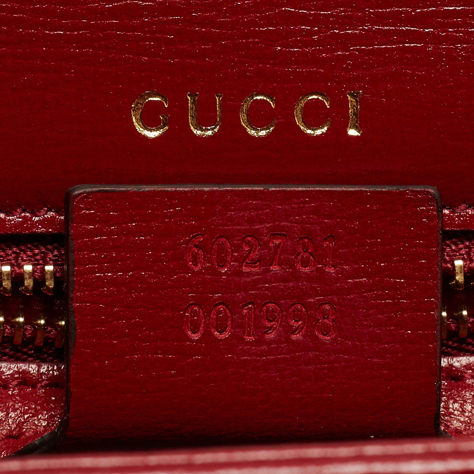 Gucci Red Leather Sylvie 1969 Top Handle Bag 5