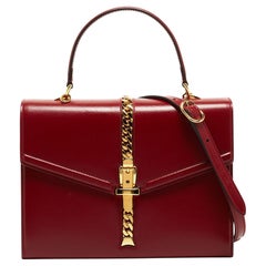 Gucci Red Leather Sylvie 1969 Top Handle Bag