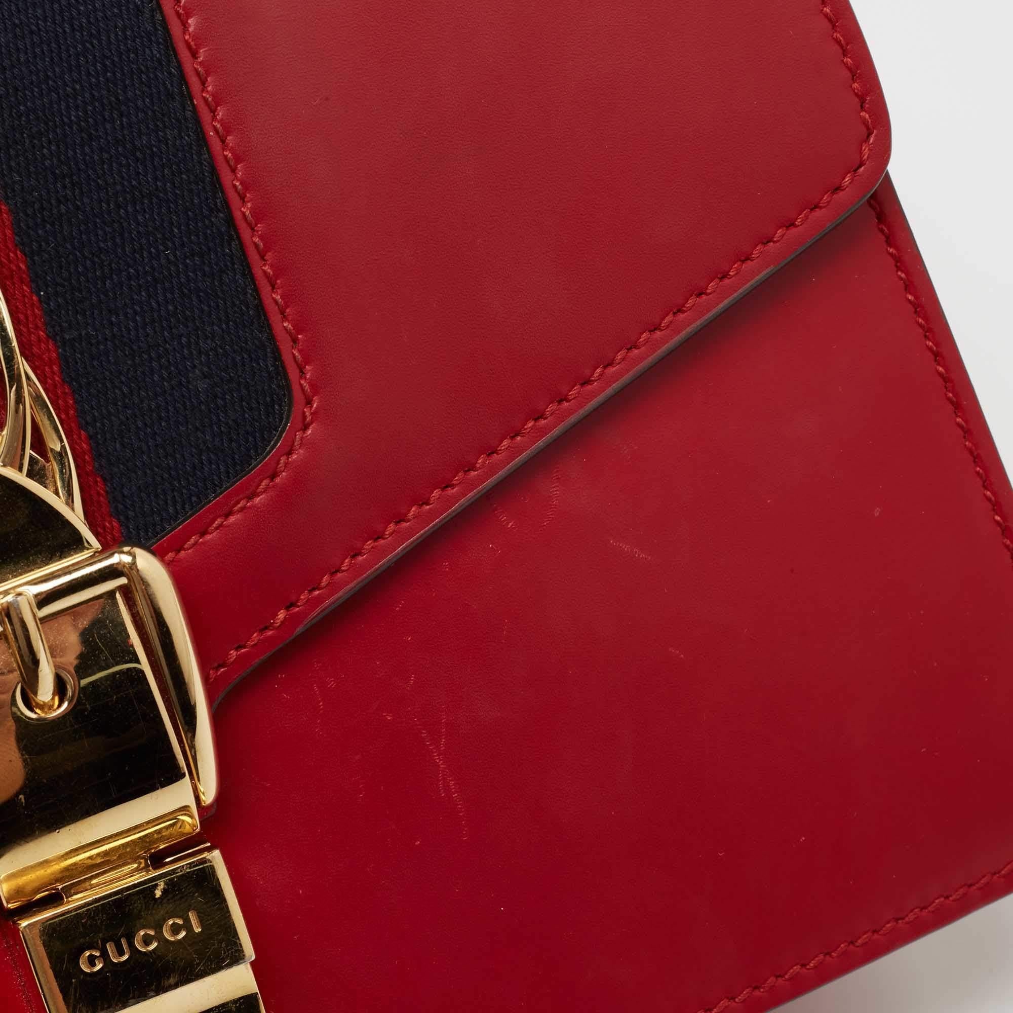 Gucci Red Leather Sylvie Shoulder Bag 11