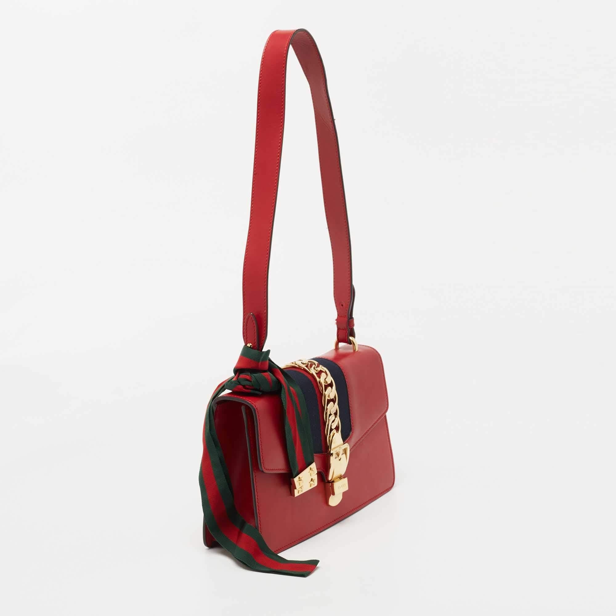 Women's Gucci Red Leather Sylvie Shoulder Bag