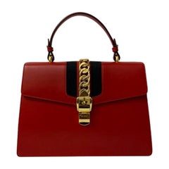 Gucci Red Leather Sylvie Shoulder Bag 