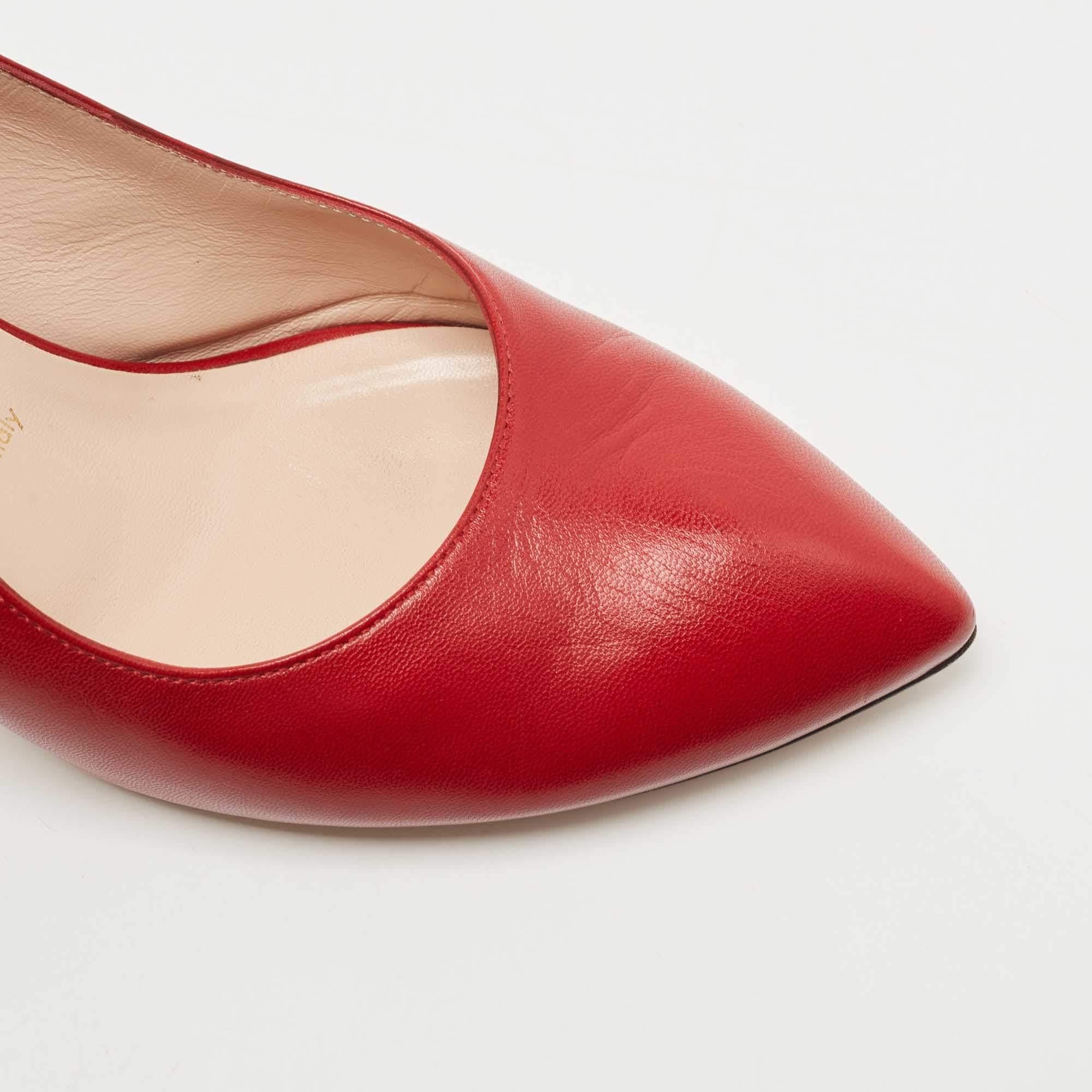 Gucci Red Leather Sylvie Web Slingback Pumps Size 38.5 1