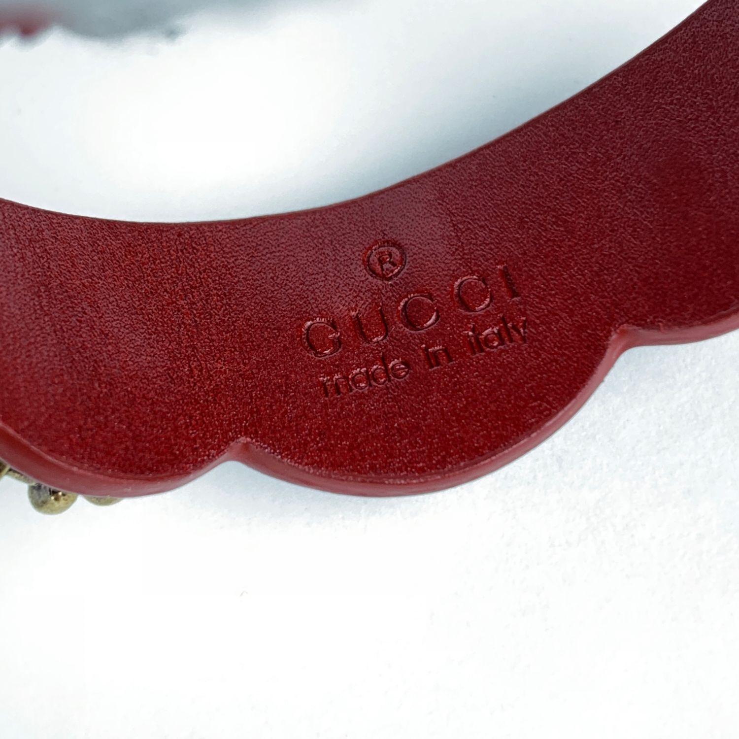  Gucci Bracelet tigre tête de tigre en cuir rouge et cristaux roses jamais porté Pour femmes 