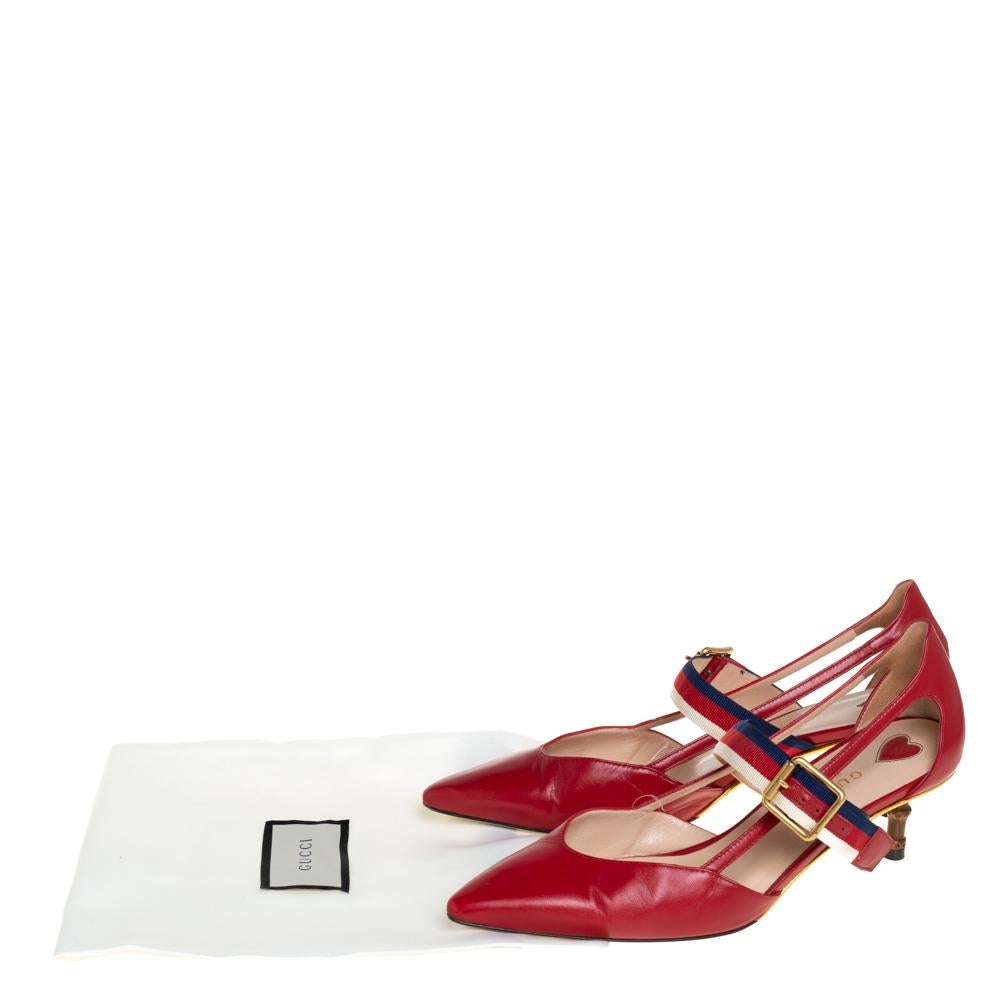 Gucci Red Leather Unia Mary Jane Pumps Size 36 3