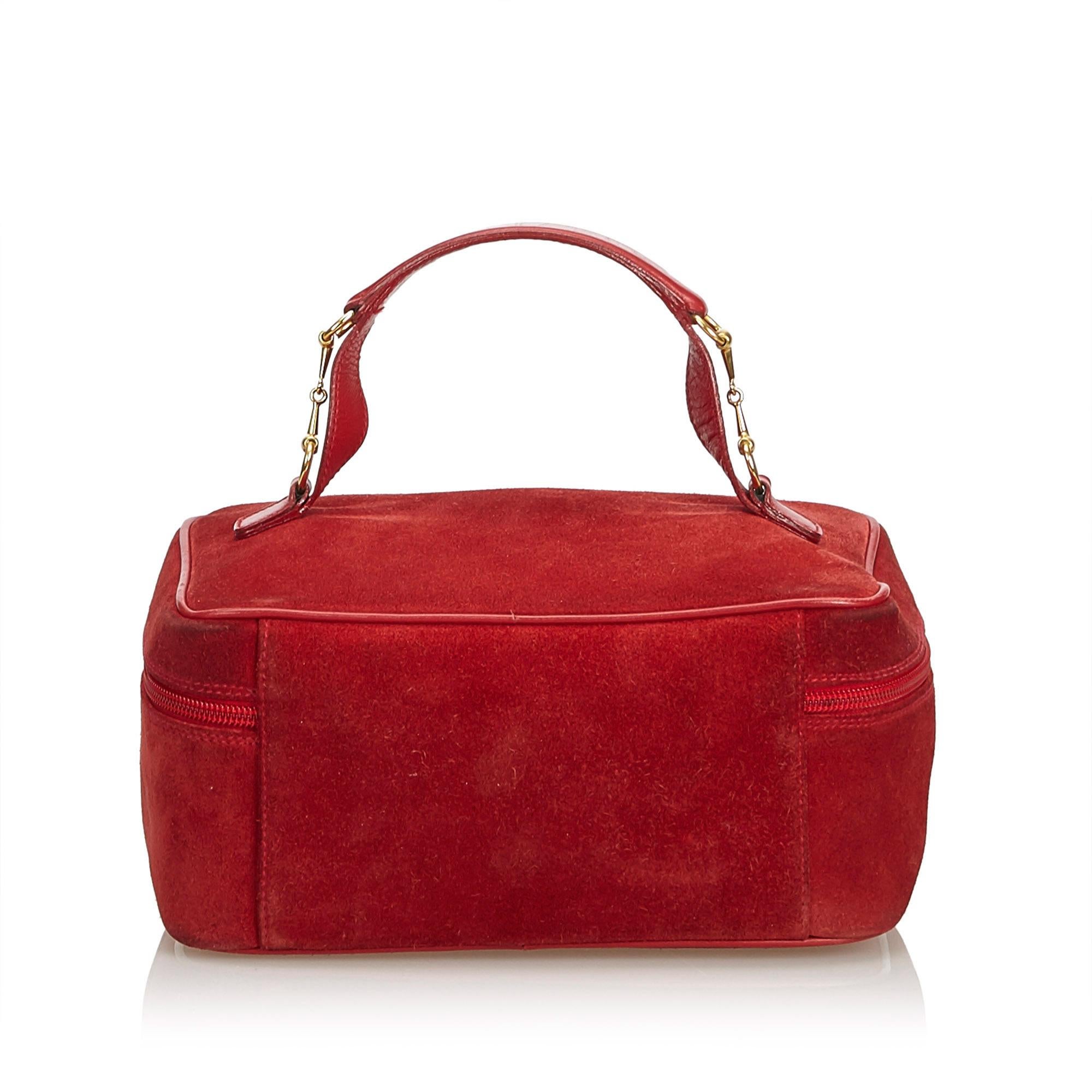 Gucci Red Leather Vanity Bag In Good Condition For Sale In Orlando, FL