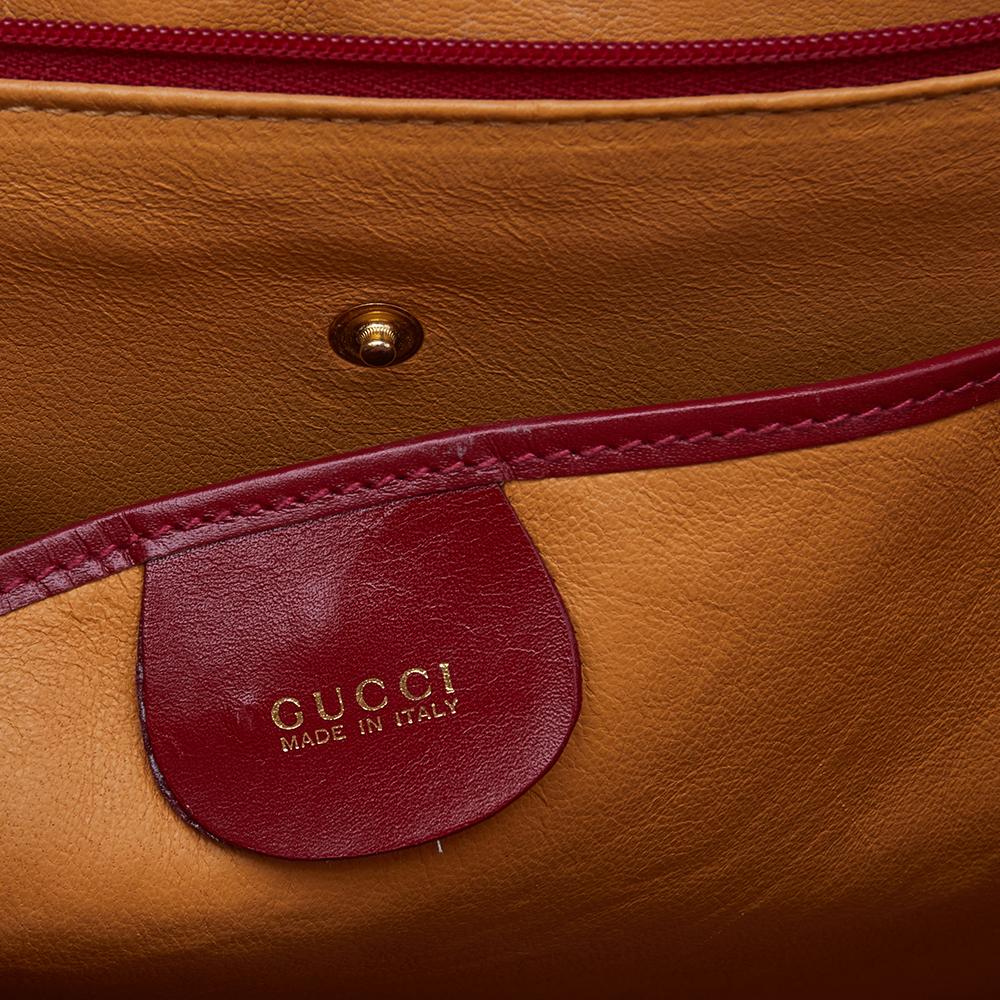 Gucci Red Leather Vintage Kelly Rare Lady Lock Top Handle Bag 2