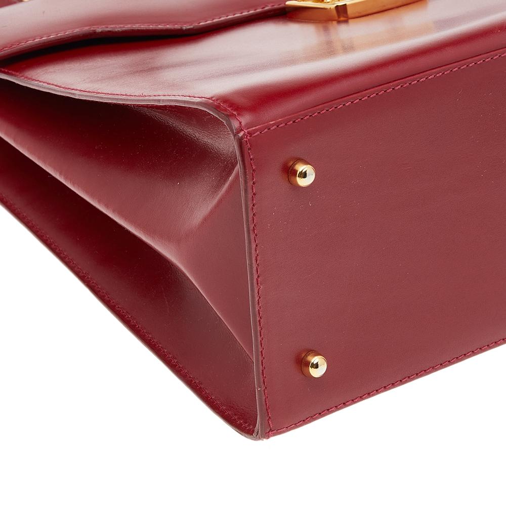 Gucci Red Leather Vintage Kelly Rare Lady Lock Top Handle Bag 1