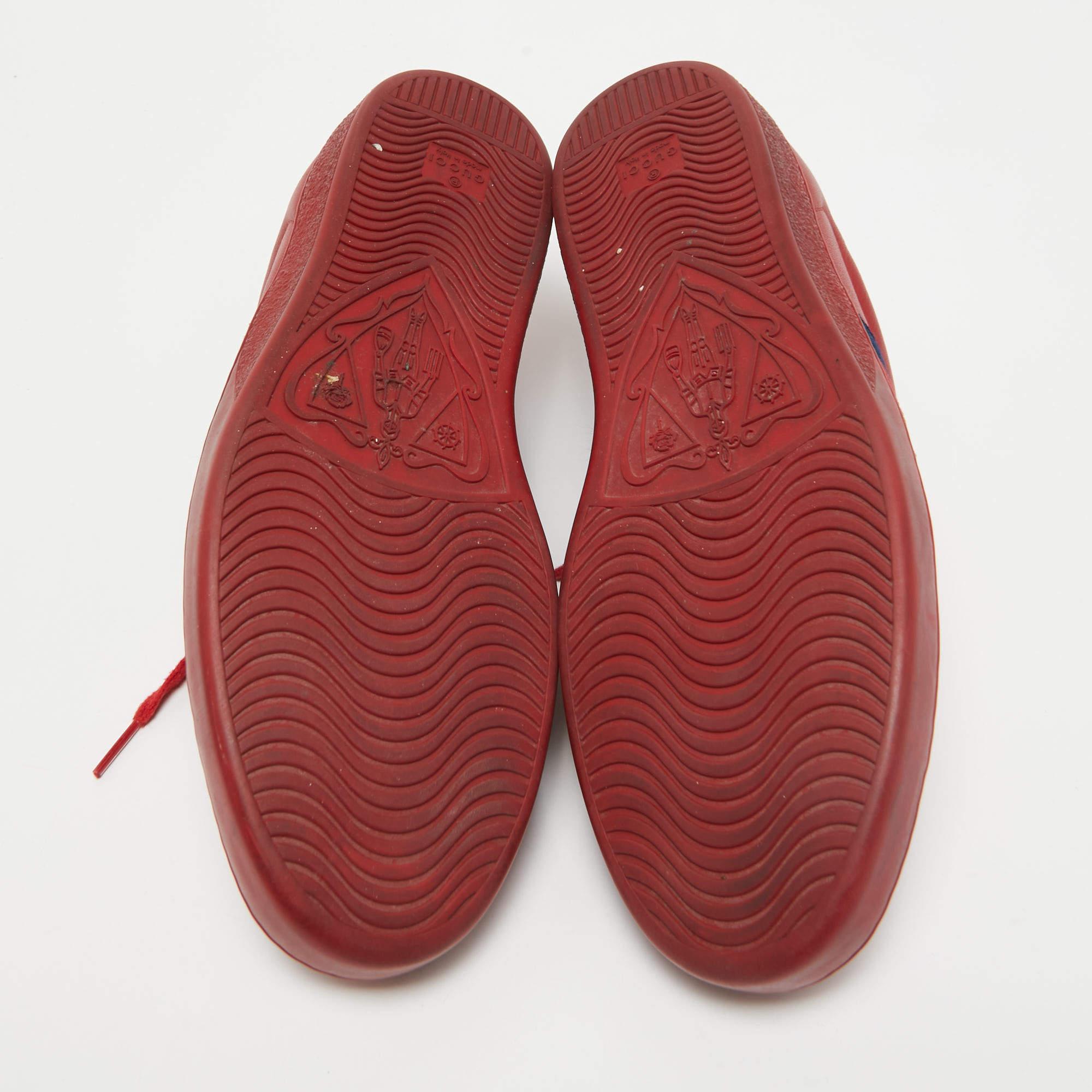 Gucci Red Leather Web Ace Sneakers Size 44.5 For Sale 1
