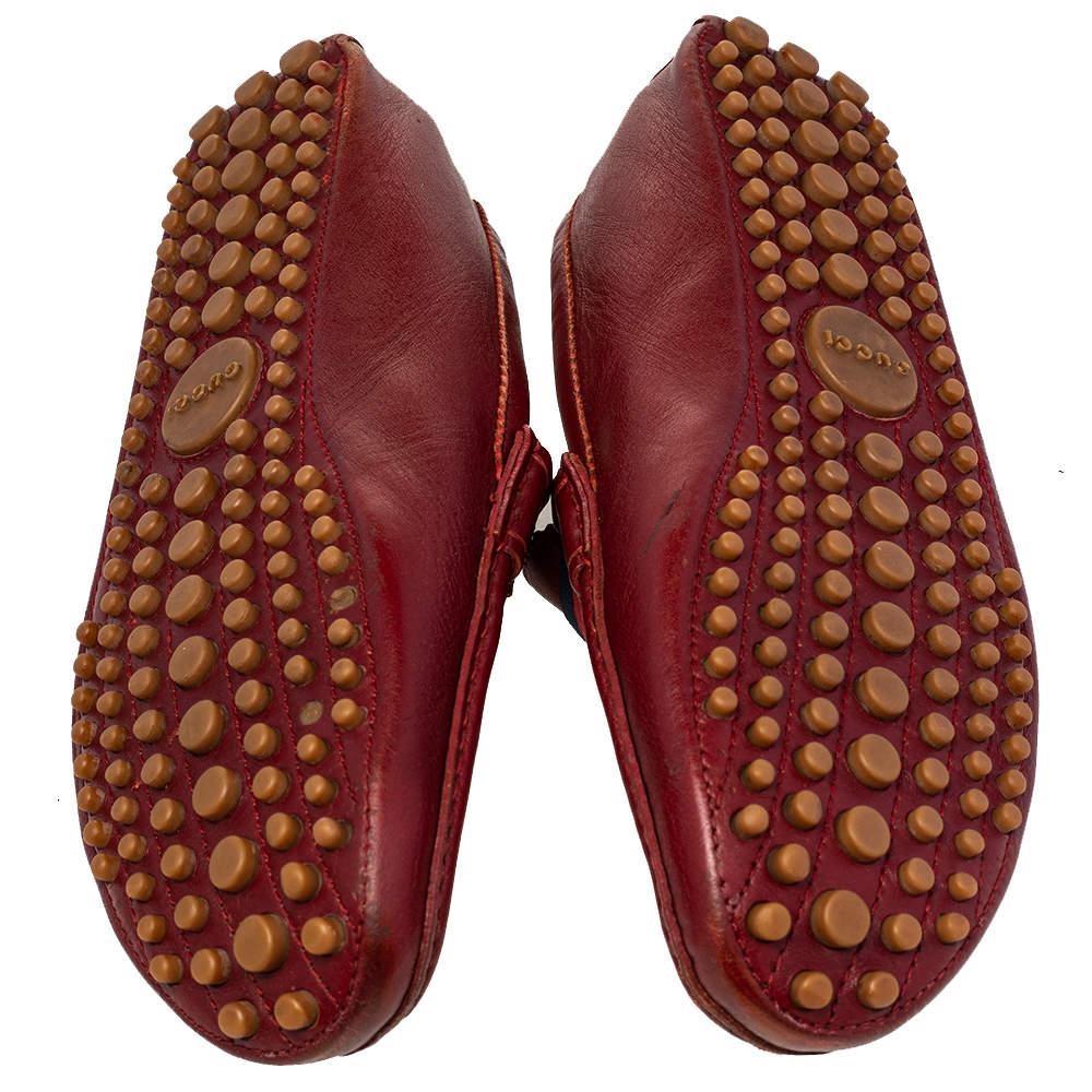 Gucci Rote Leder Webdetail Slip On Loafers Größe 43,5 im Angebot 3