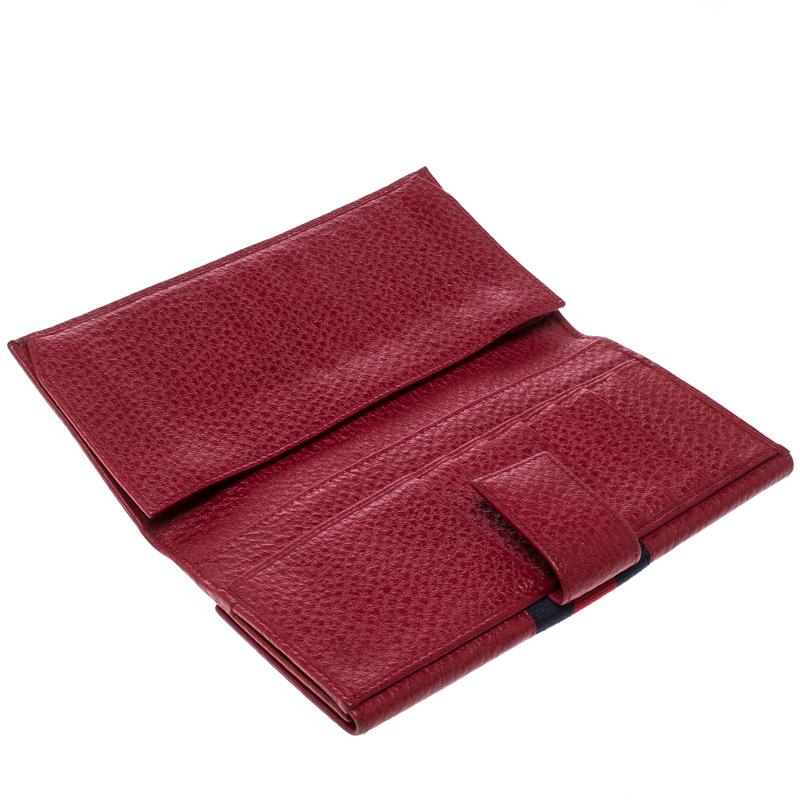 Gucci Red Leather Web GG Interlocking Continental Wallet 2