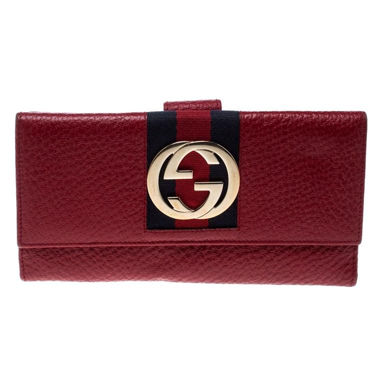 gucci red leather wallet