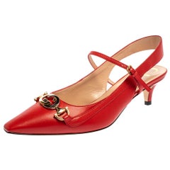 Gucci Red Leather Zumi Slingback Pumps Size 37