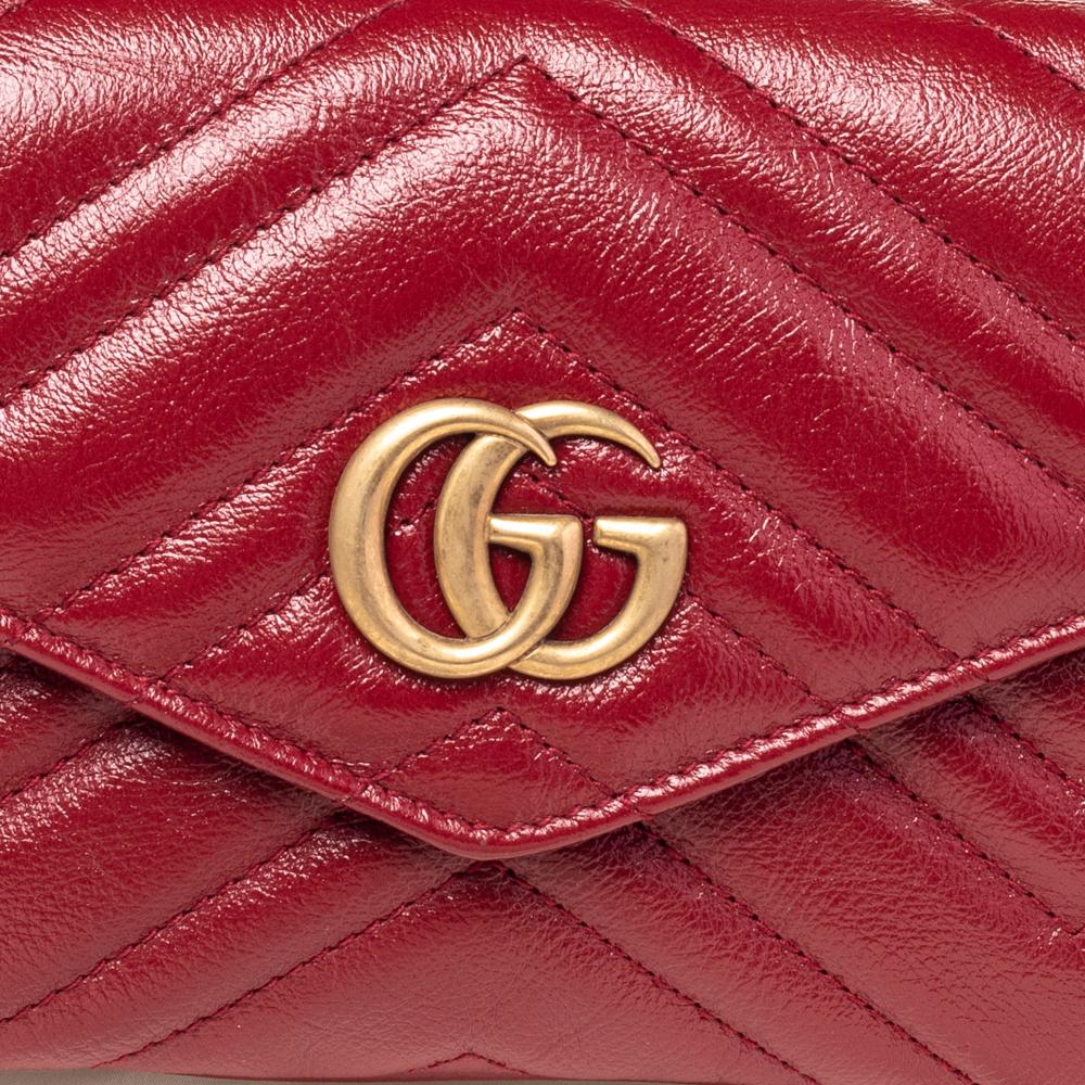 Gucci Red Matelassé Leather GG Marmont 2.0 Multi Belt Bag 6