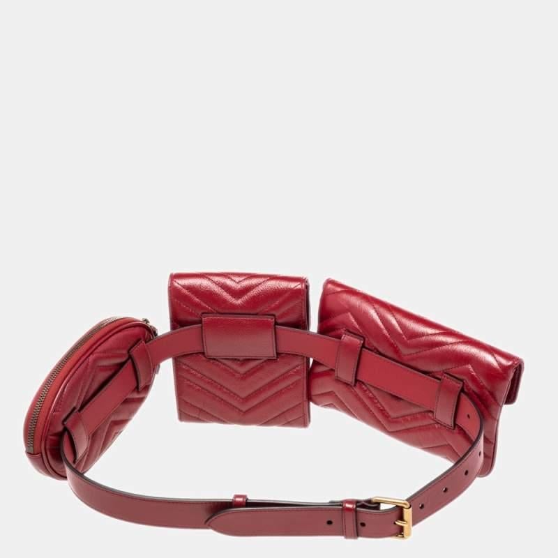This Gucci Marmont 2.0 Multi belt bag from Gucci is a fine choice for you to join the latest trends in fashion. This set of bags have been crafted with careful attention to detail using the red matelassé leather on the exterior. The front is