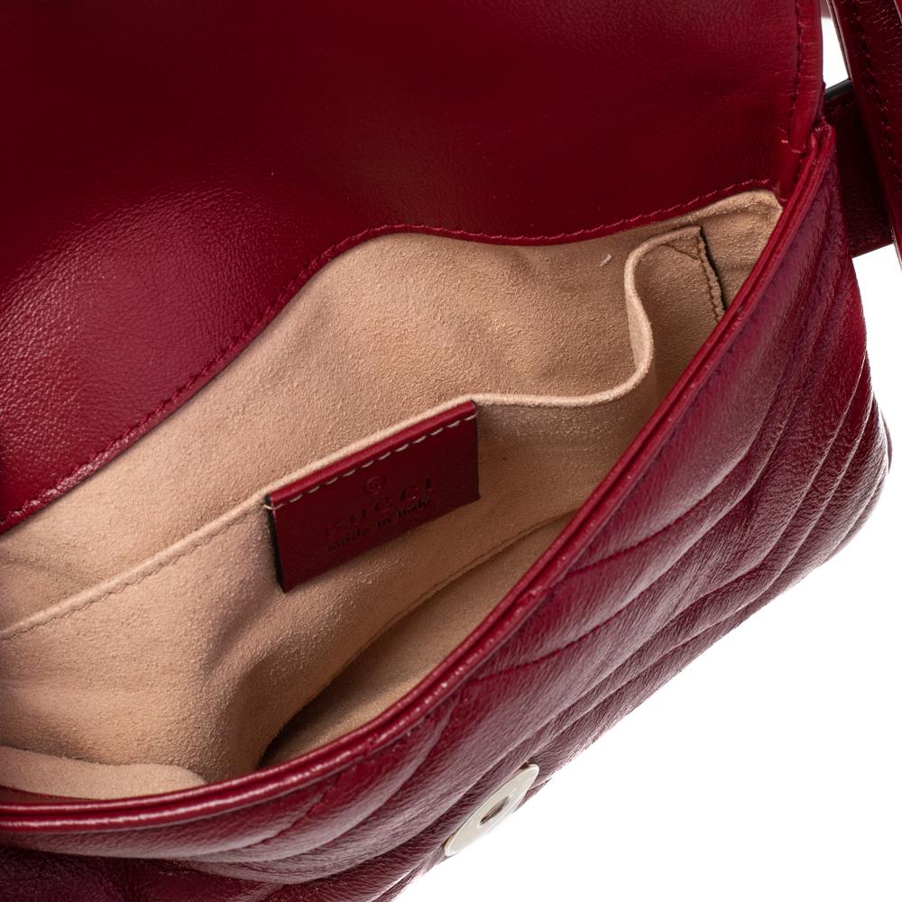 Gucci Red Matelassé Leather GG Marmont 2.0 Multi Belt Bag 1
