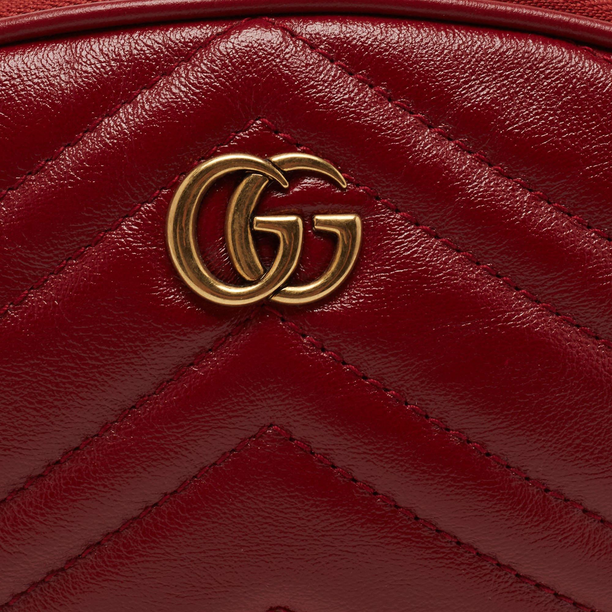 Gucci Red Matelassé Leather GG Marmont 2.0 Multi Belt Bag 4