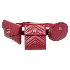 Gucci Red Matelassé Leather GG Marmont 2.0 Multi Belt Bag