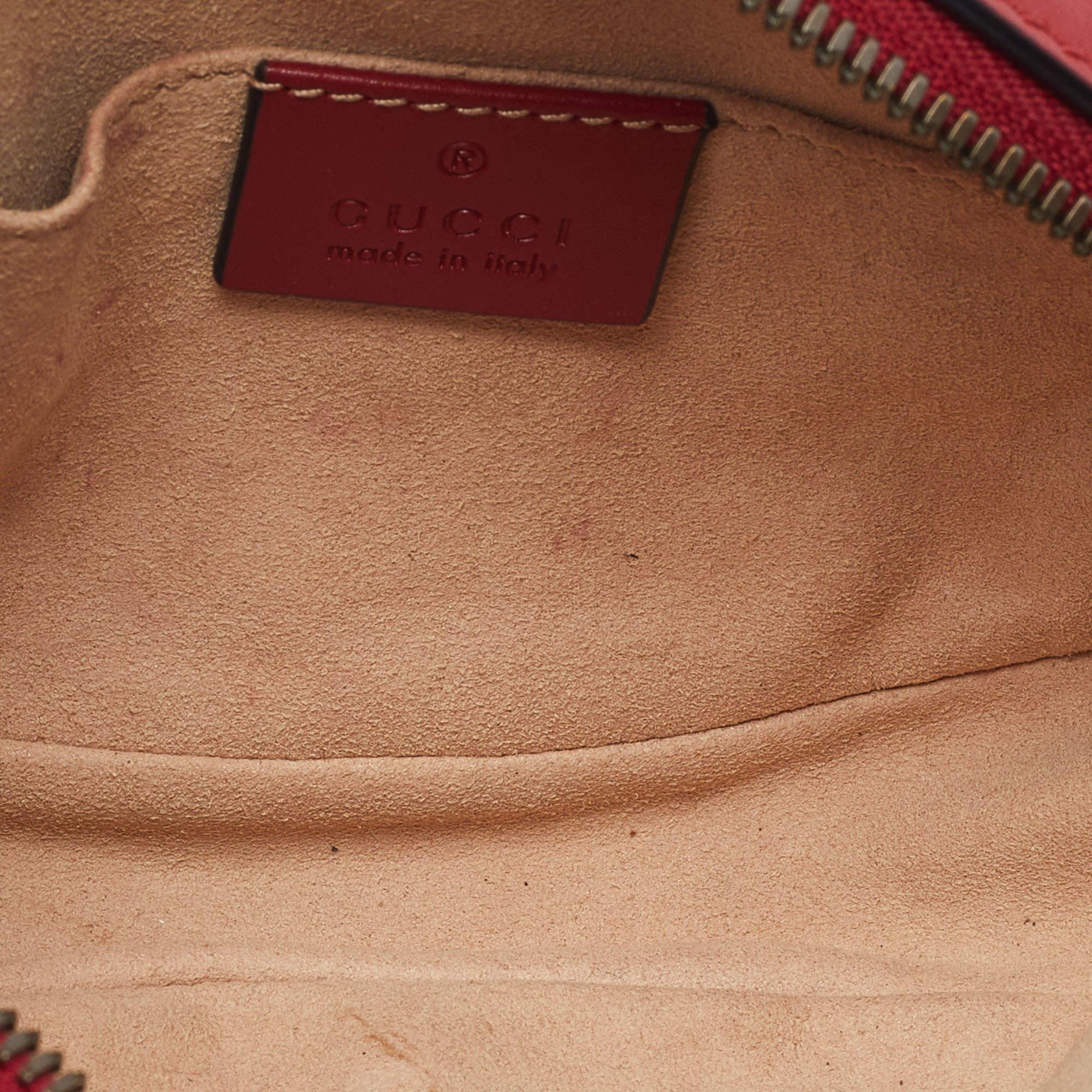 Gucci Red Matelassé Leather GG Marmont Belt Bag 4