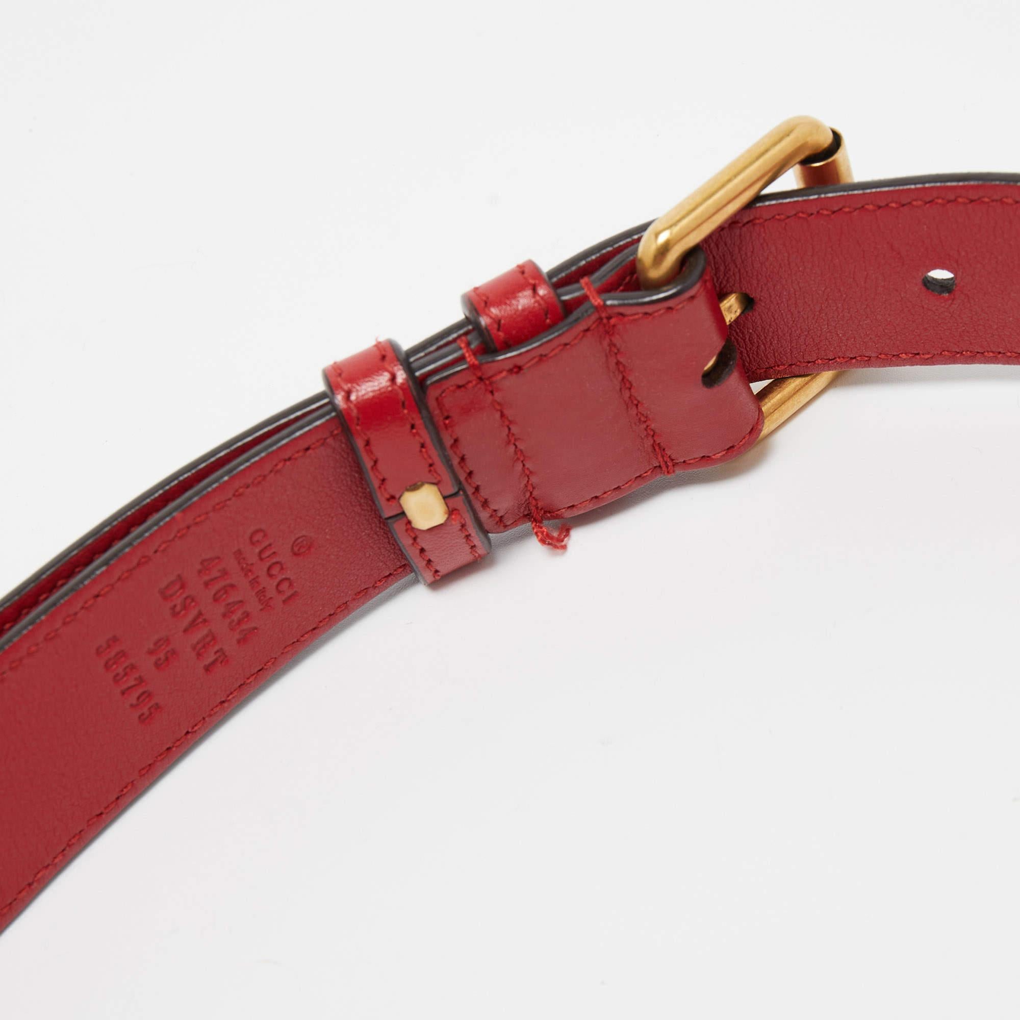 Gucci Red Matelassé Leather GG Marmont Belt Bag For Sale 6