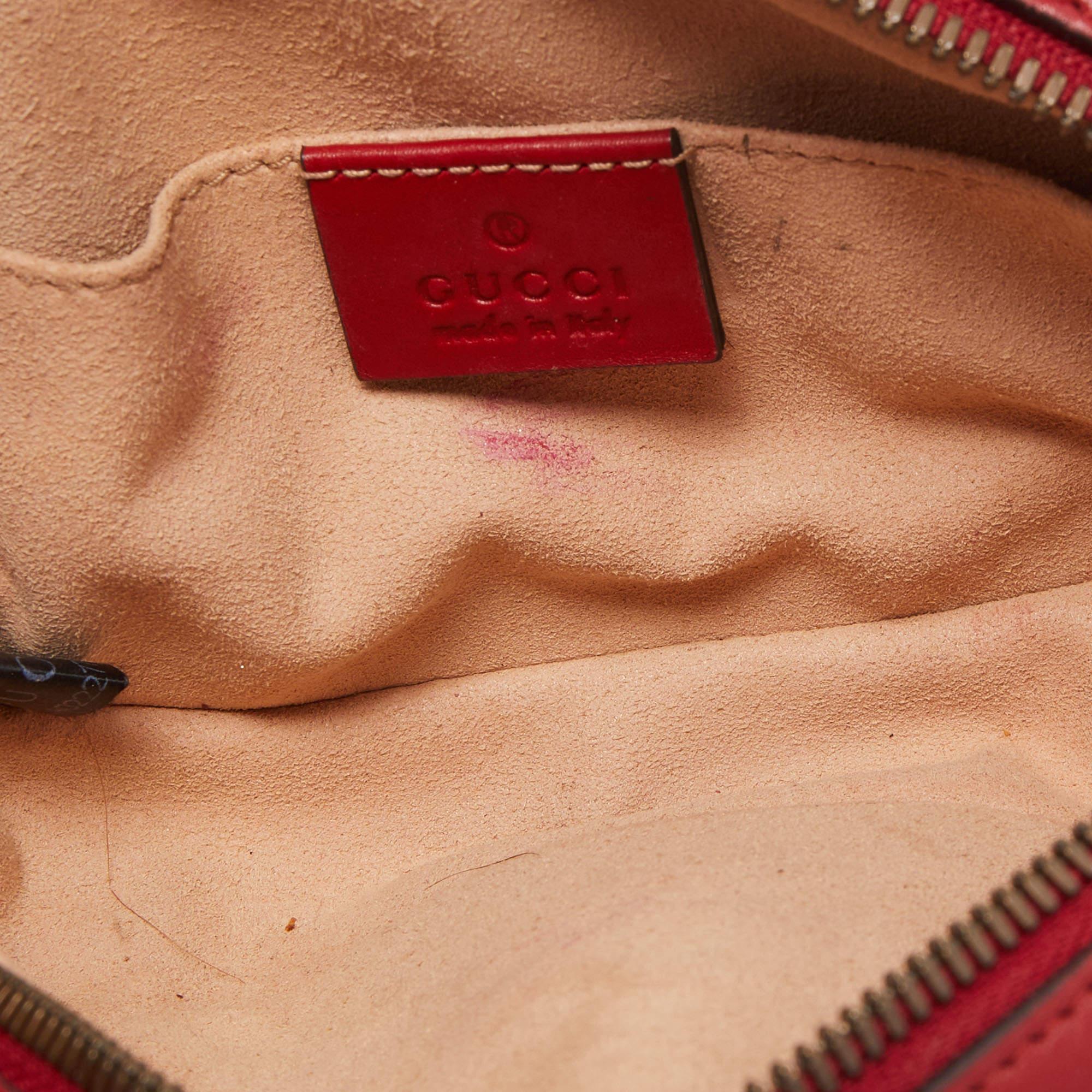 Gucci Red Matelassé Leather GG Marmont Belt Bag For Sale 8