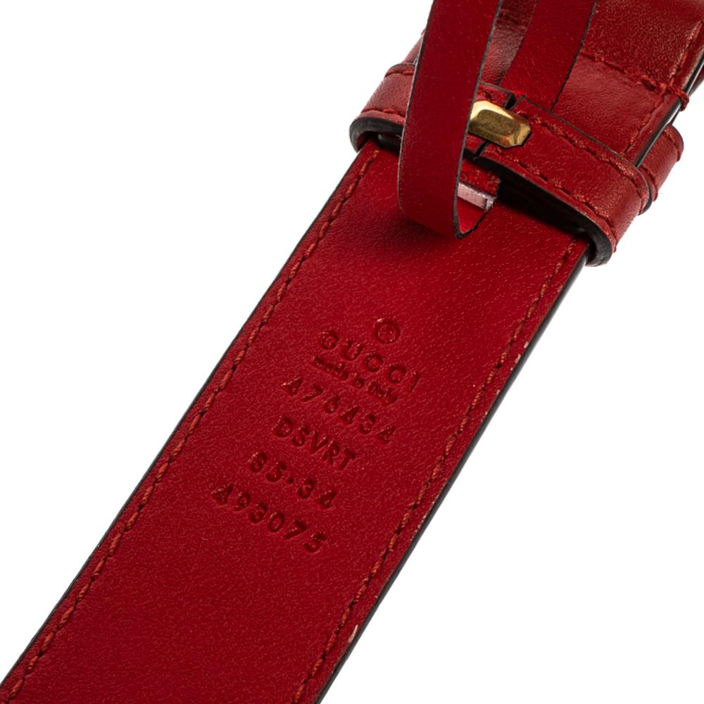 Gucci Red Matelassé Leather GG Marmont Belt Bag 2