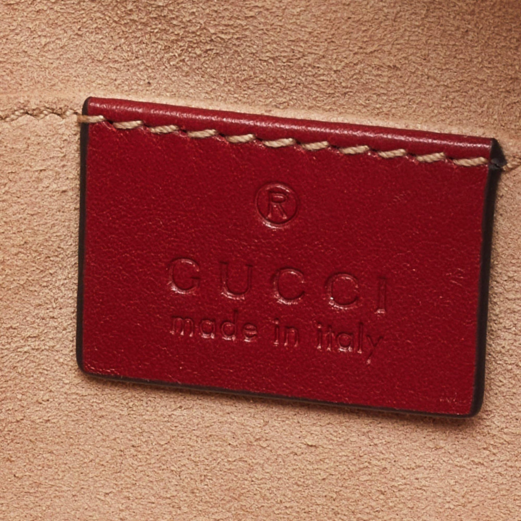 Women's Gucci Red Matelassé Leather GG Marmont Belt Bag