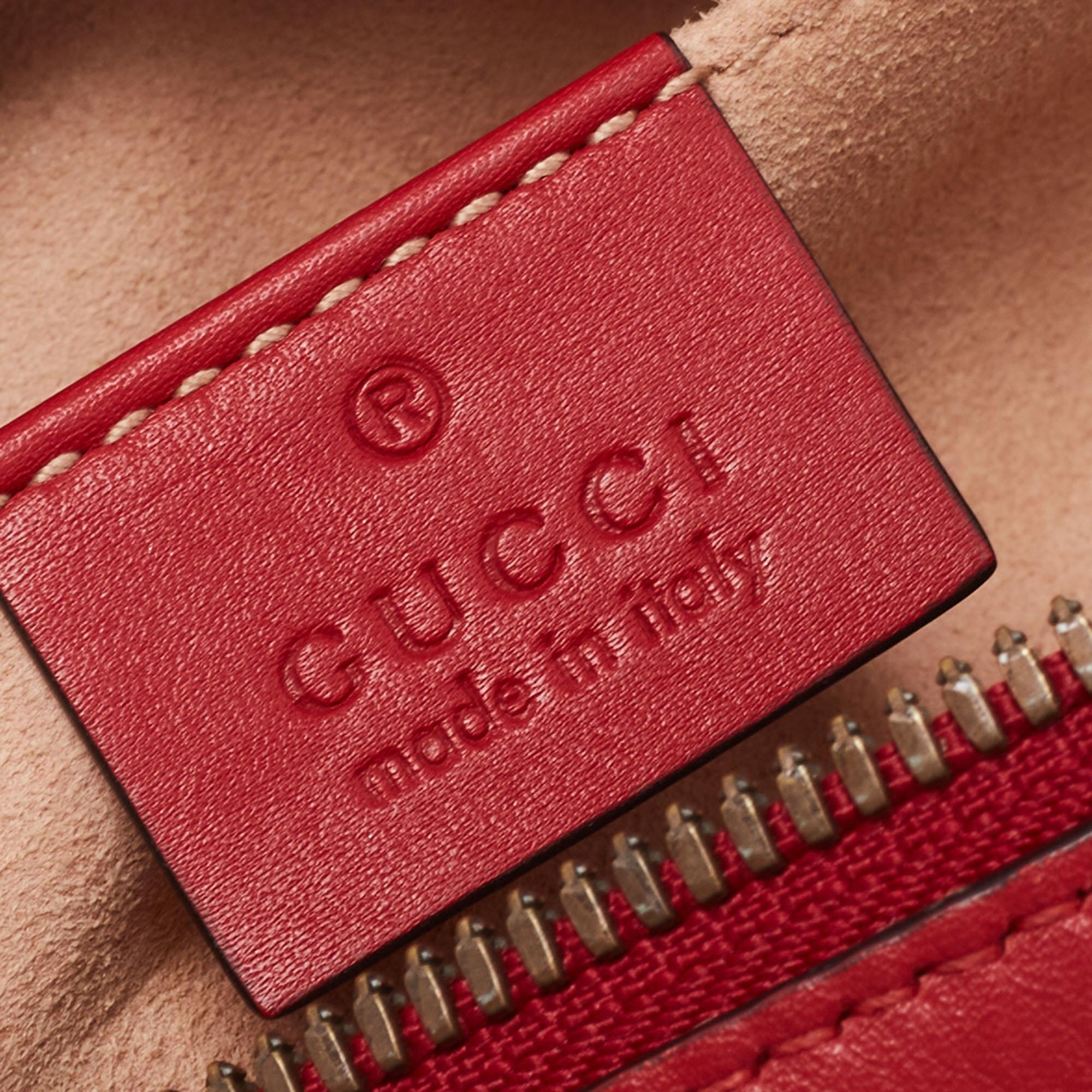 Gucci Red Matelassé Leather GG Marmont Belt Bag 5