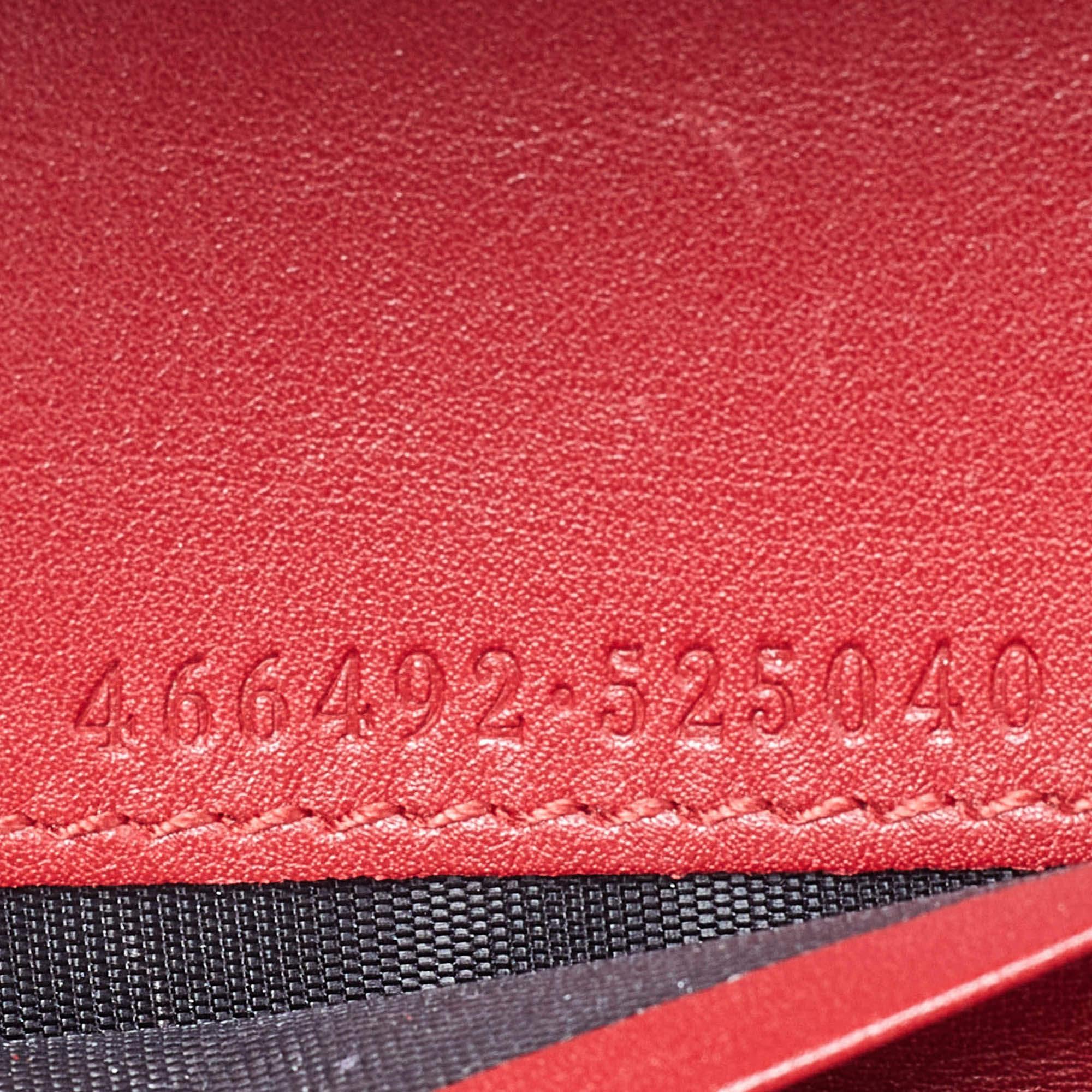 Gucci Red Matelassé Leather GG Marmont Flap Card Case 7