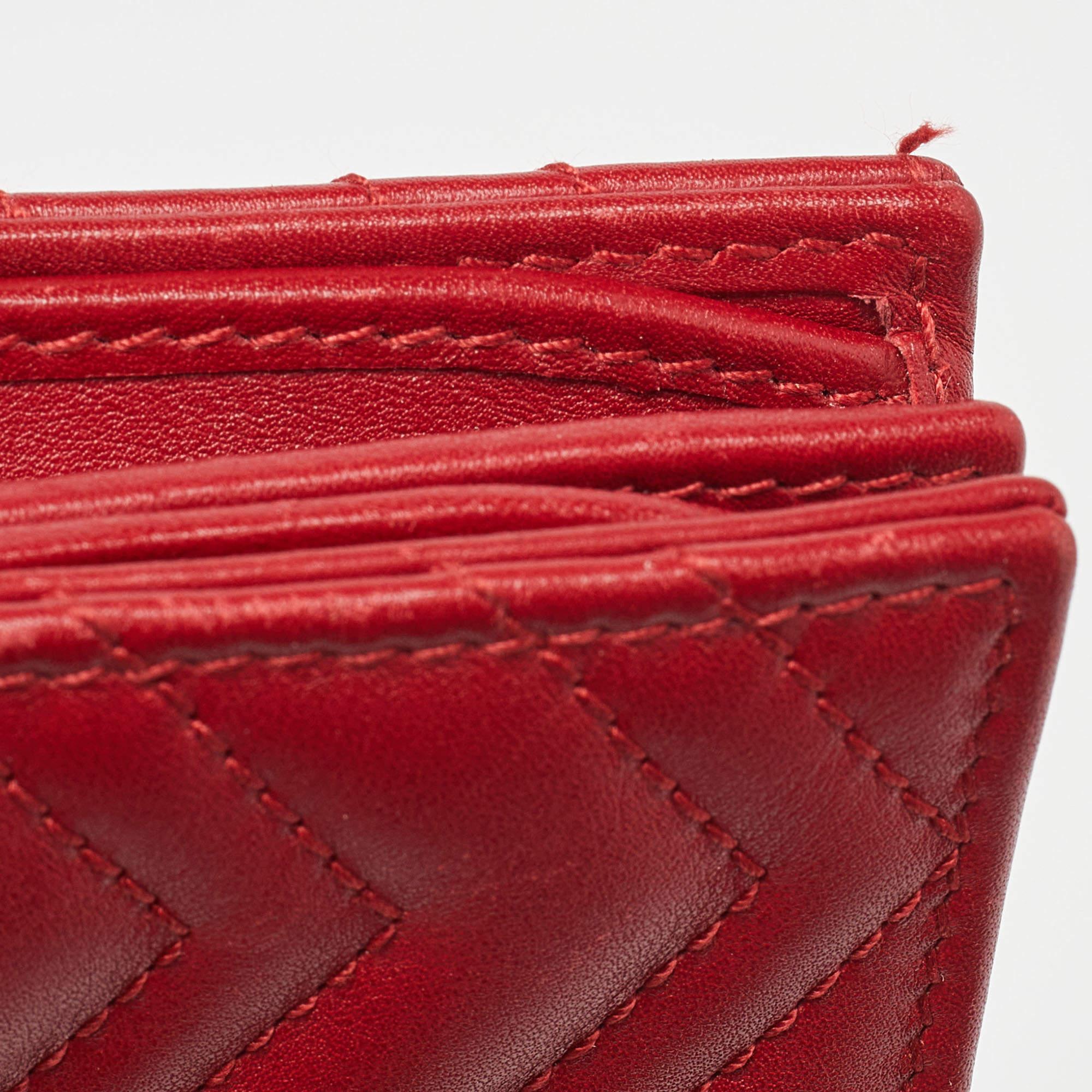 Gucci Red Matelassé Leather GG Marmont Flap Card Case 8