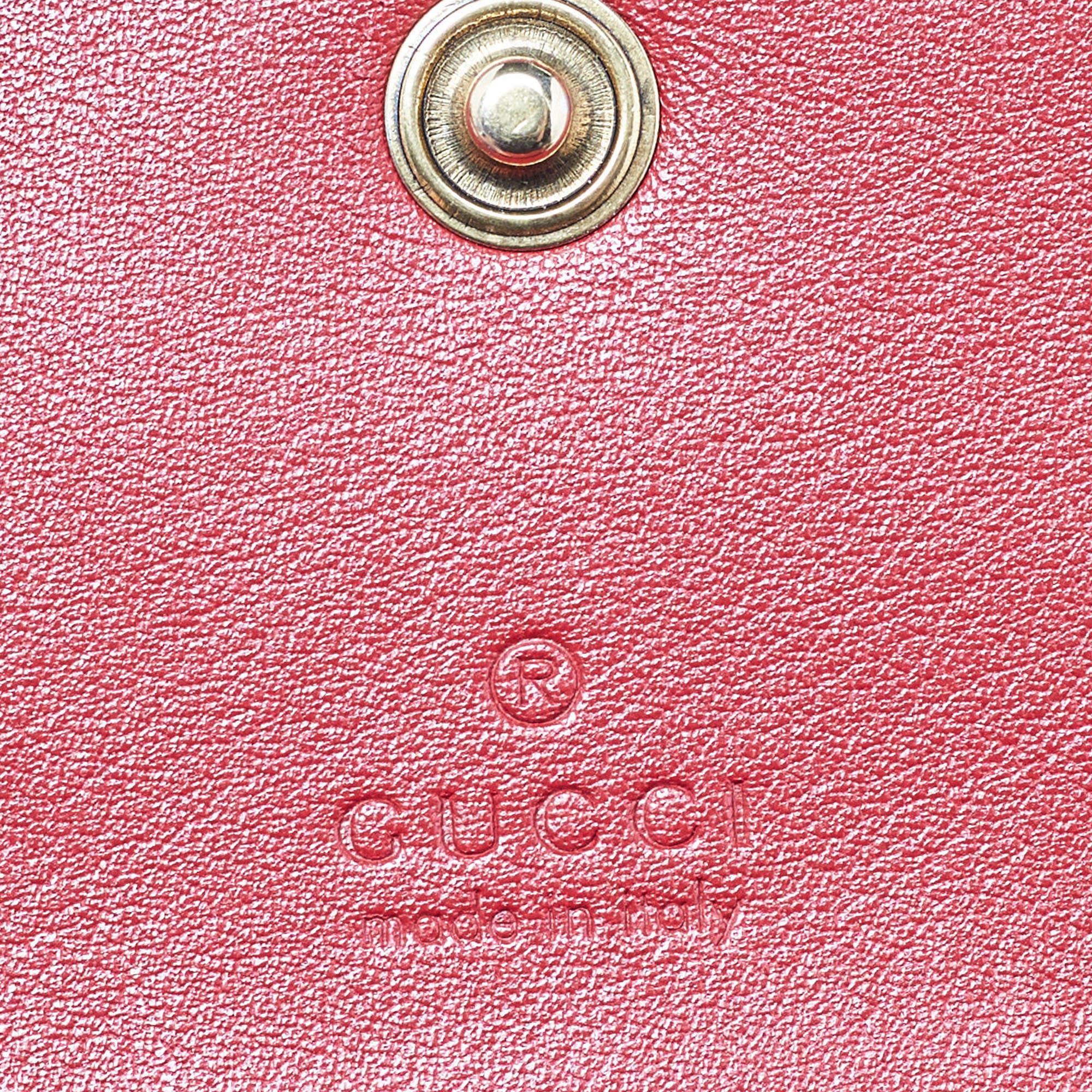 Gucci Red Matelassé Leather GG Marmont Flap Card Case 5