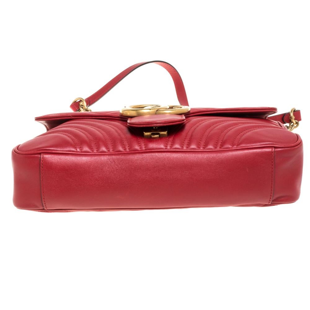 Gucci Red Matelasse Leather Medium GG Marmont Shoulder Bag 3
