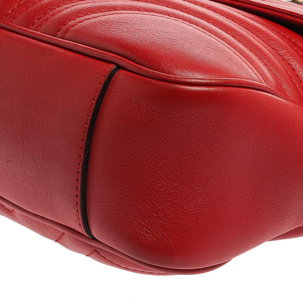 Gucci Red Matelasse Leather Medium GG Marmont Shoulder Bag 2