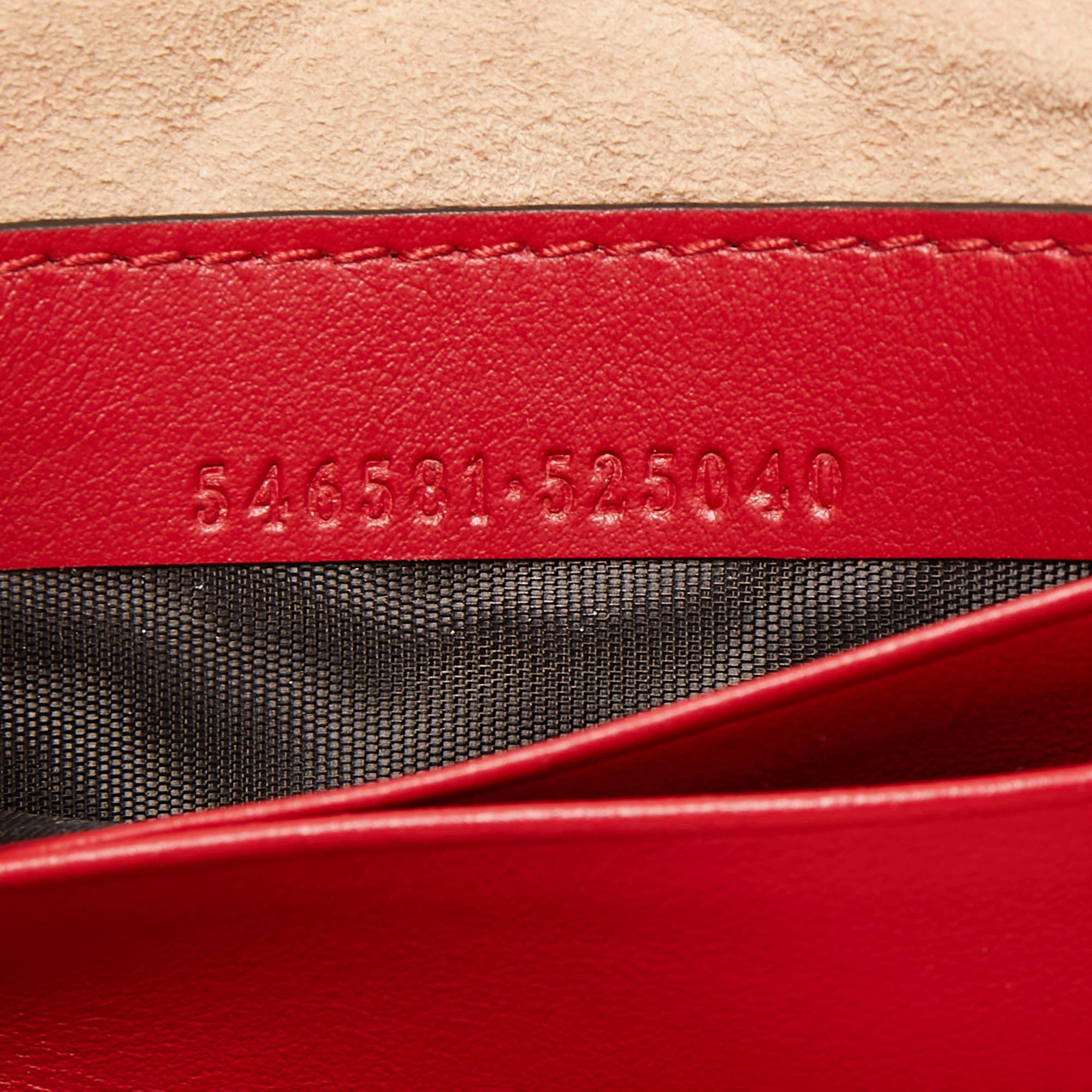 Gucci Red Matelassé Leather Mini GG Marmont Chain Crossbody Bag 1