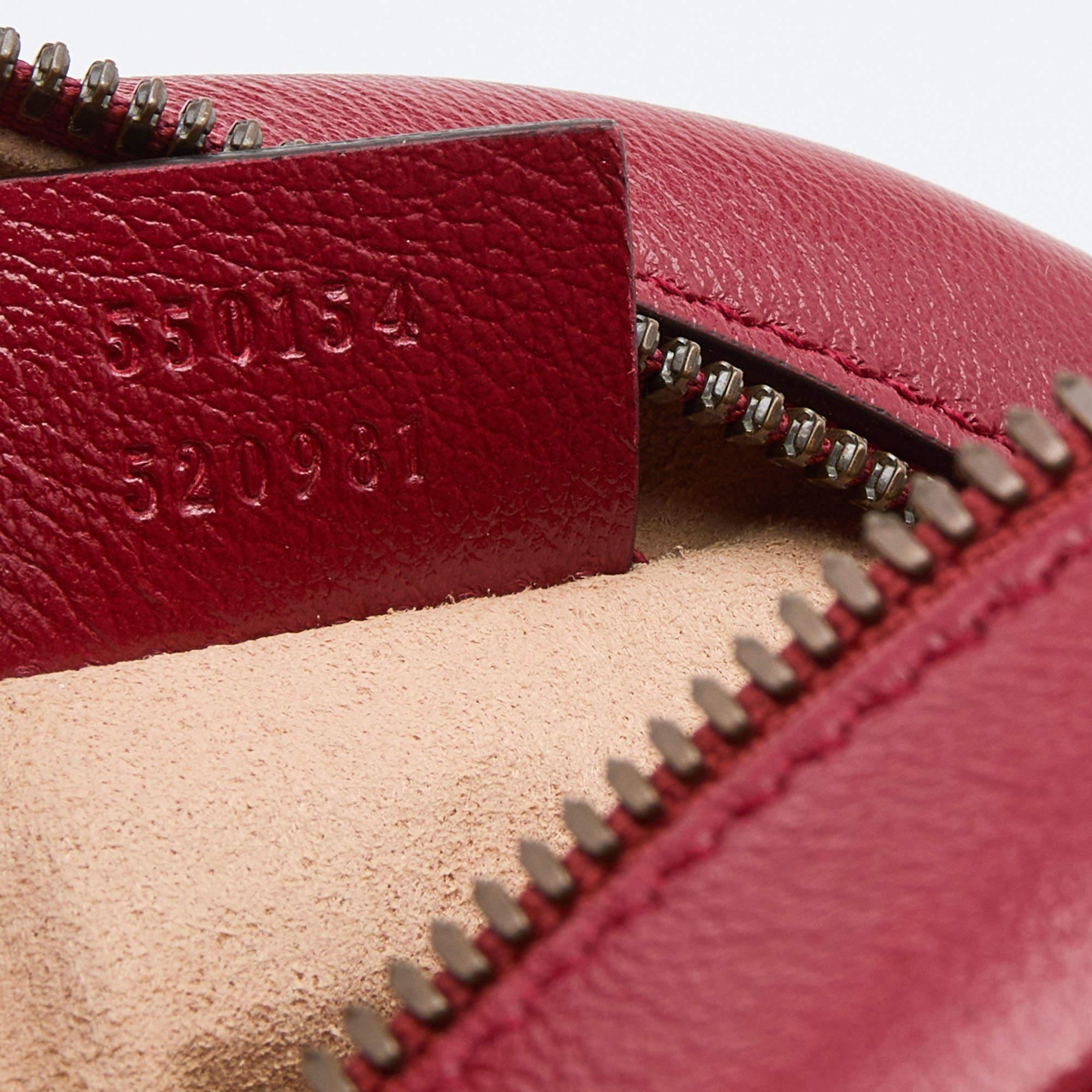 Women's Gucci Red Matelassé Leather Mini GG Marmont Round Shoulder Bag