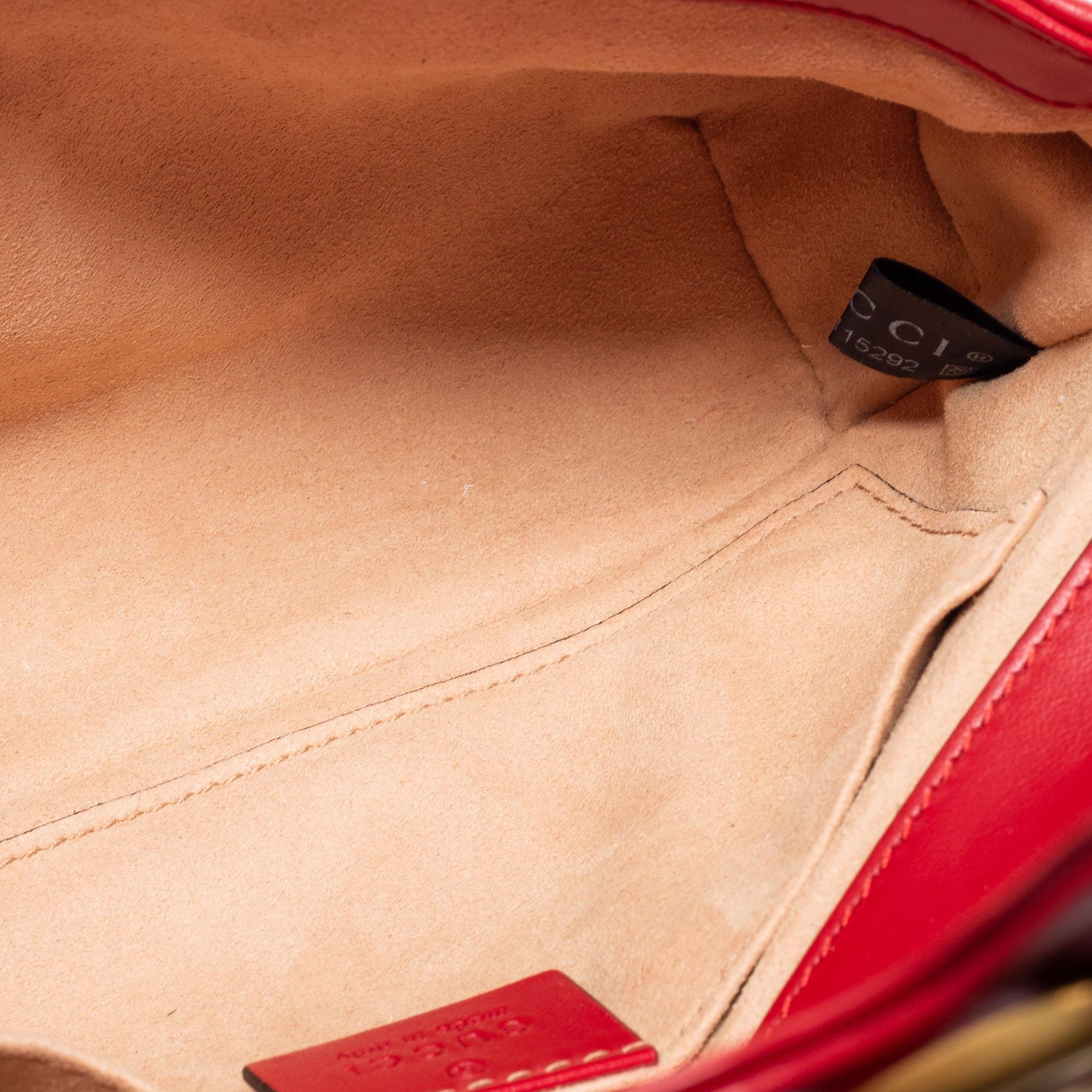 Gucci Red Matelassé Leather Mini GG Marmont Shoulder Bag 4