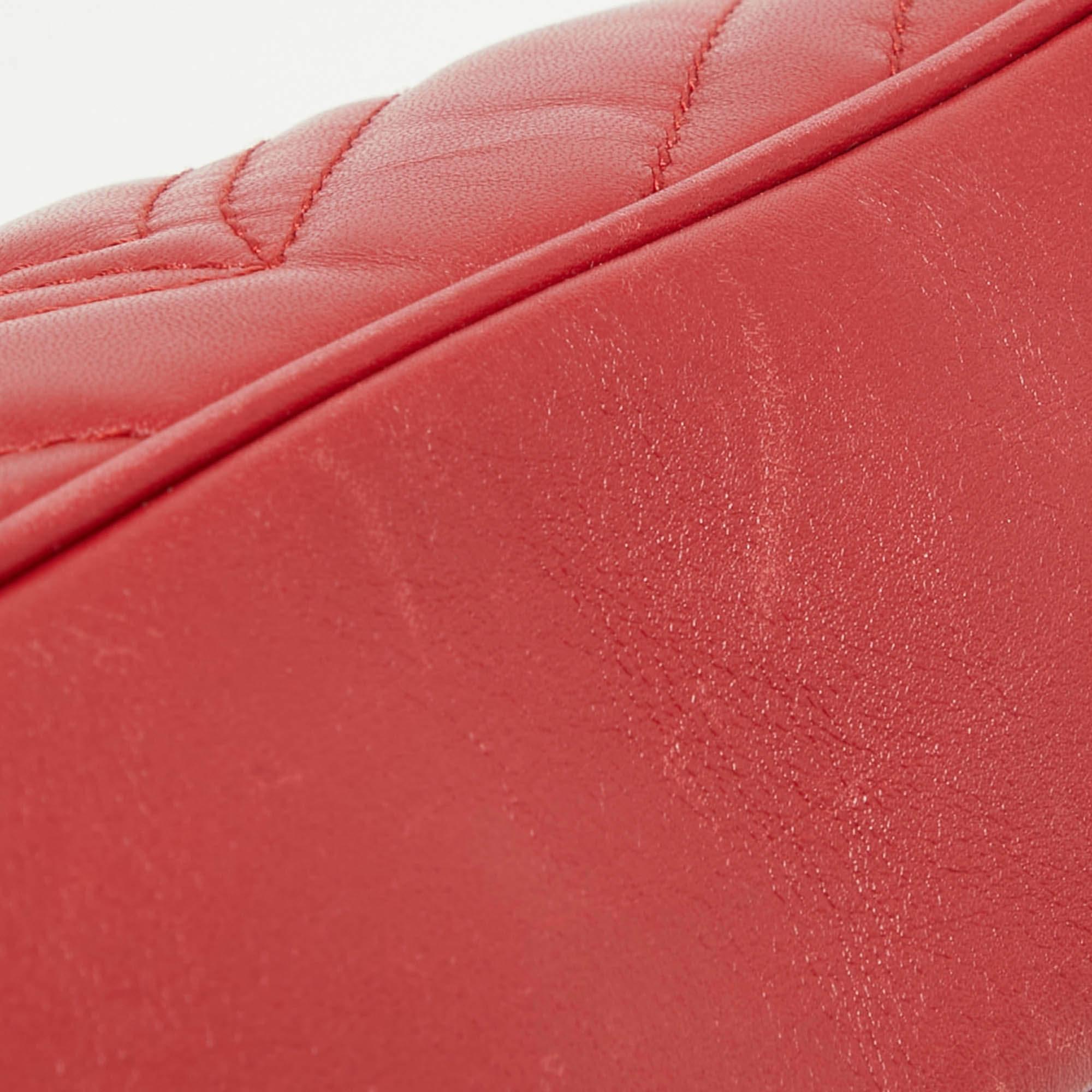 Gucci Red Matelassé Leather Mini GG Marmont Shoulder Bag For Sale 8