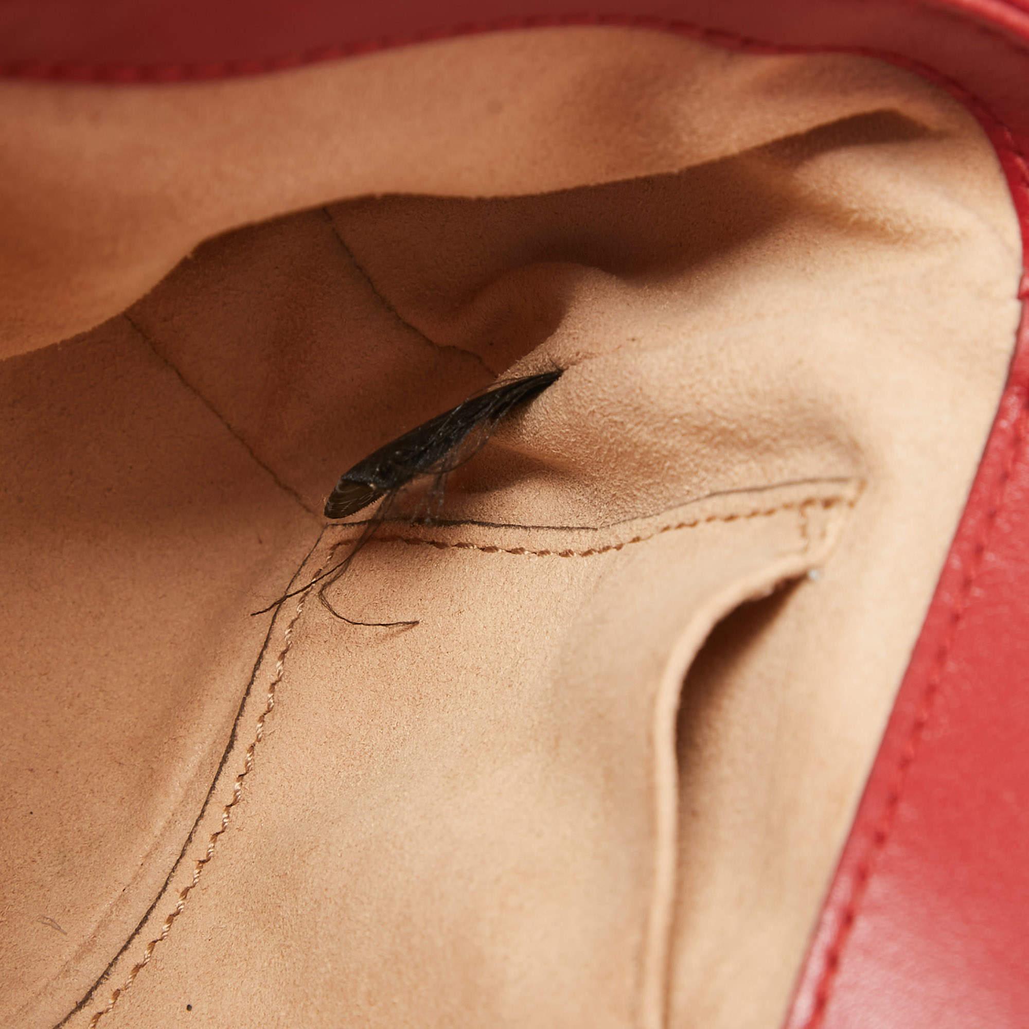 Gucci Red Matelassé Leather Mini GG Marmont Shoulder Bag For Sale 11