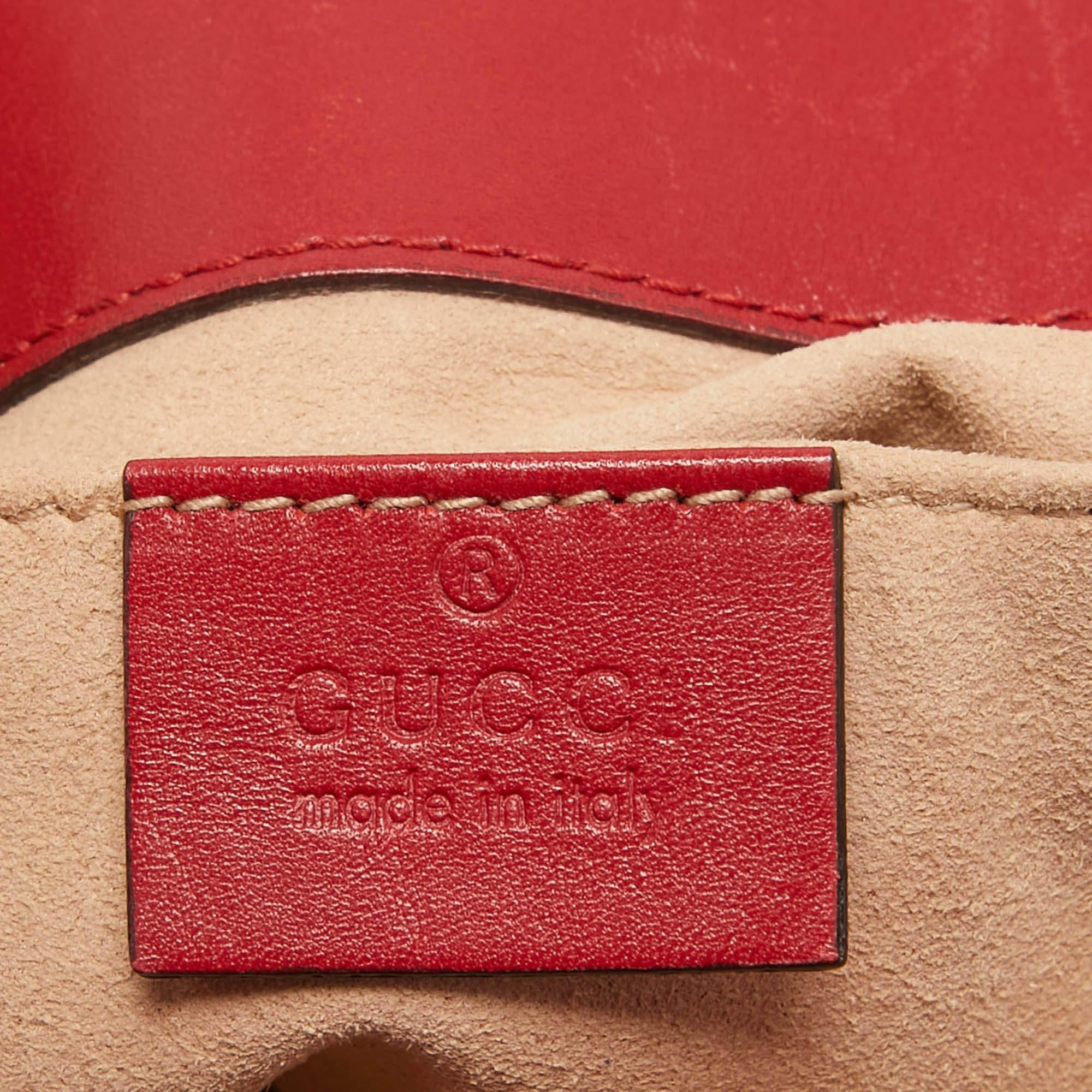 Gucci Red Matelassé Leather Mini GG Marmont Shoulder Bag For Sale 13