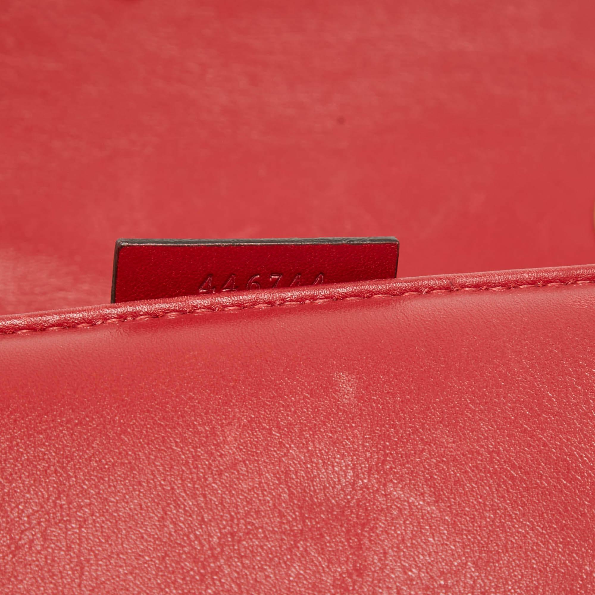 Gucci Red Matelassé Leather Mini GG Marmont Shoulder Bag For Sale 15
