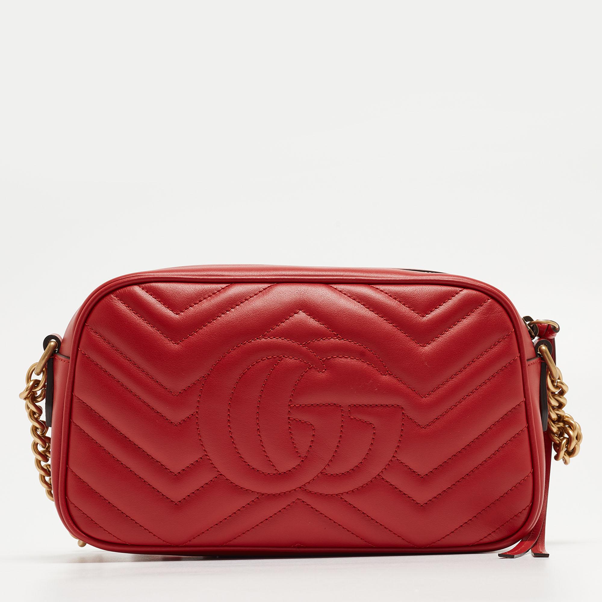 Indulge in luxury with this Gucci GG Marmont bag. Meticulously crafted from premium materials, it combines exquisite design, impeccable craftsmanship, and timeless elegance. Elevate your style with this fashion accessory.

Includes: Original
